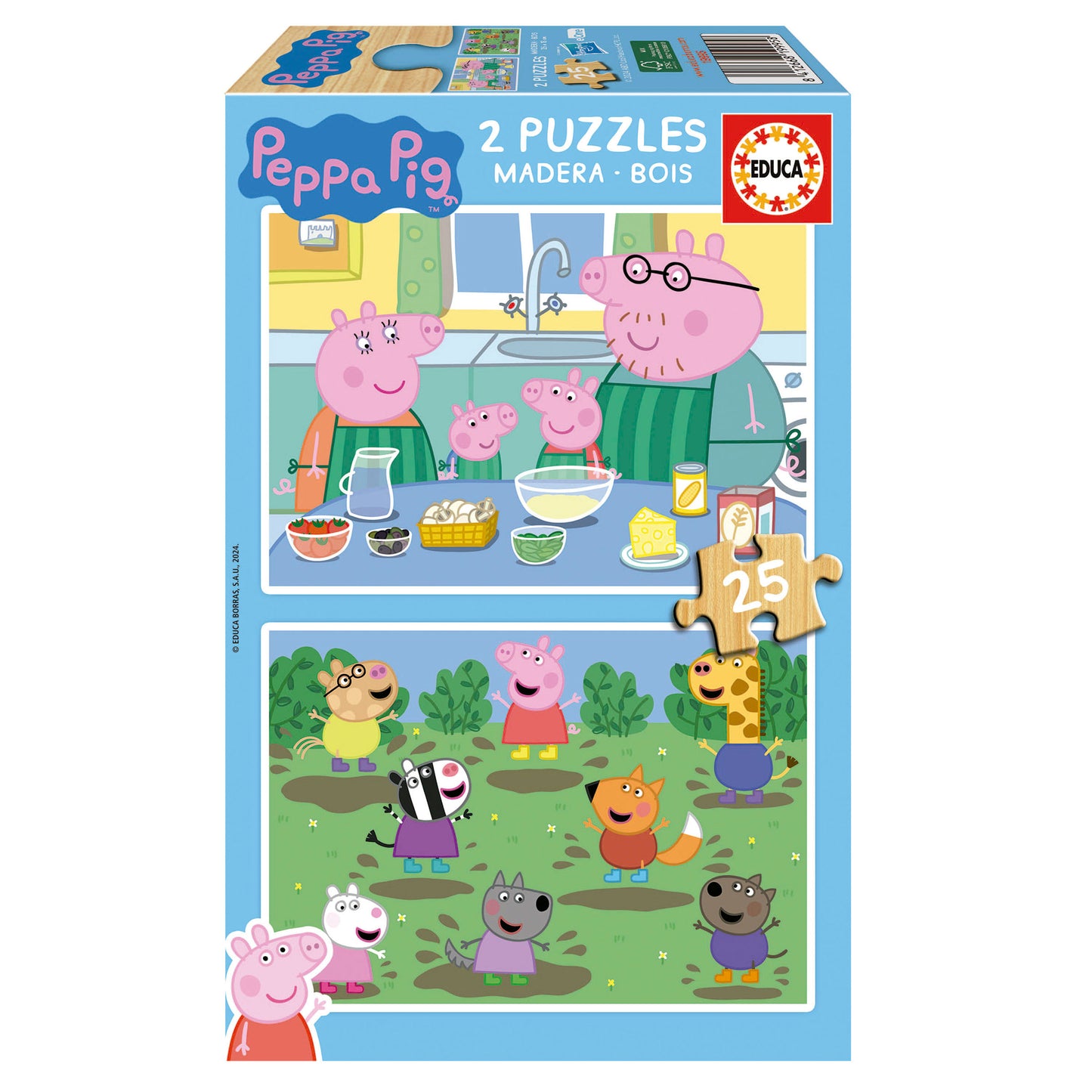 EDUCA Peppa Pig Wooden Puzzle 2×25 - 3Y+