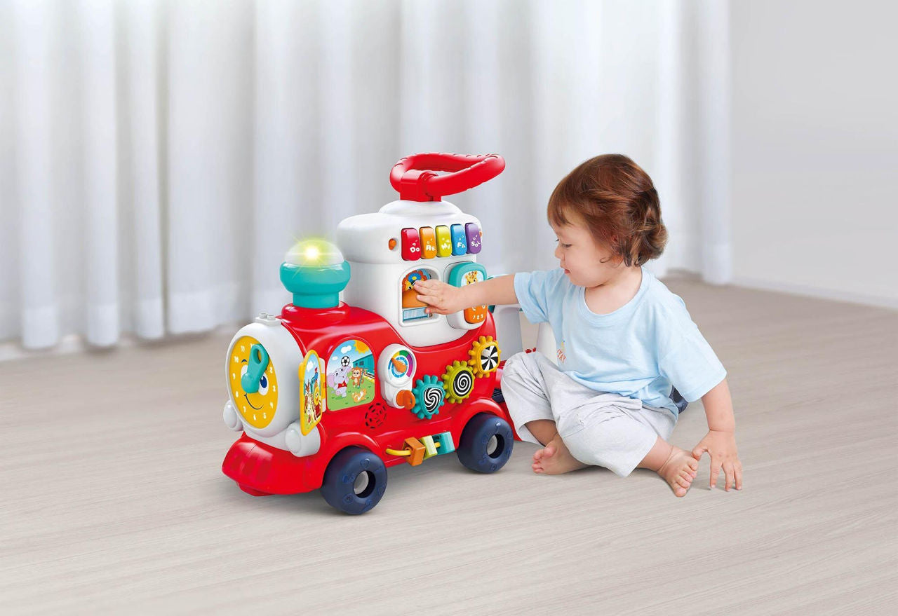 HOLA 4 IN 1 Push Walker and Ride-on Learning Train
