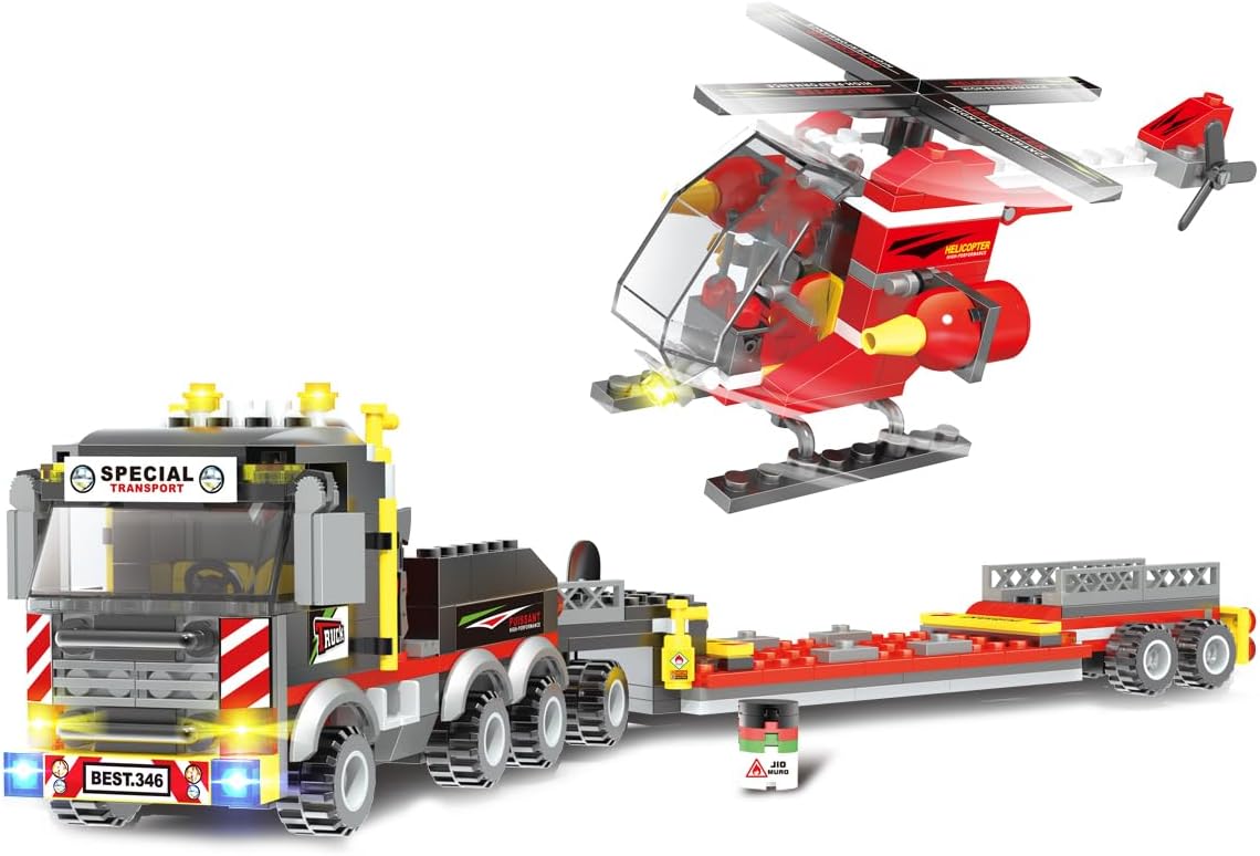 City Fire Rescue Helicopter Building Blocks Lego Set 412 pcs