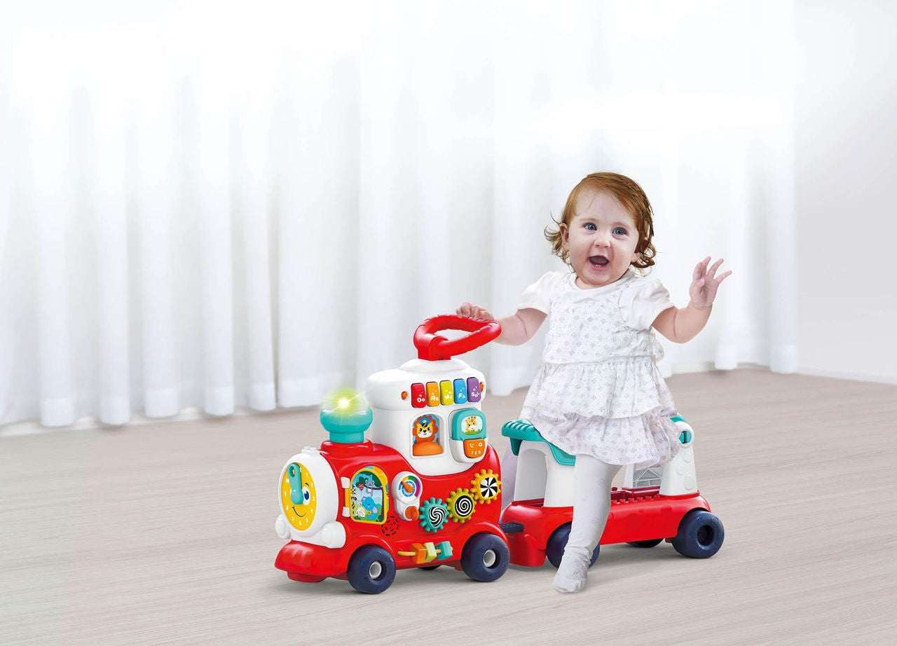 HOLA 4 IN 1 Push Walker and Ride-on Learning Train