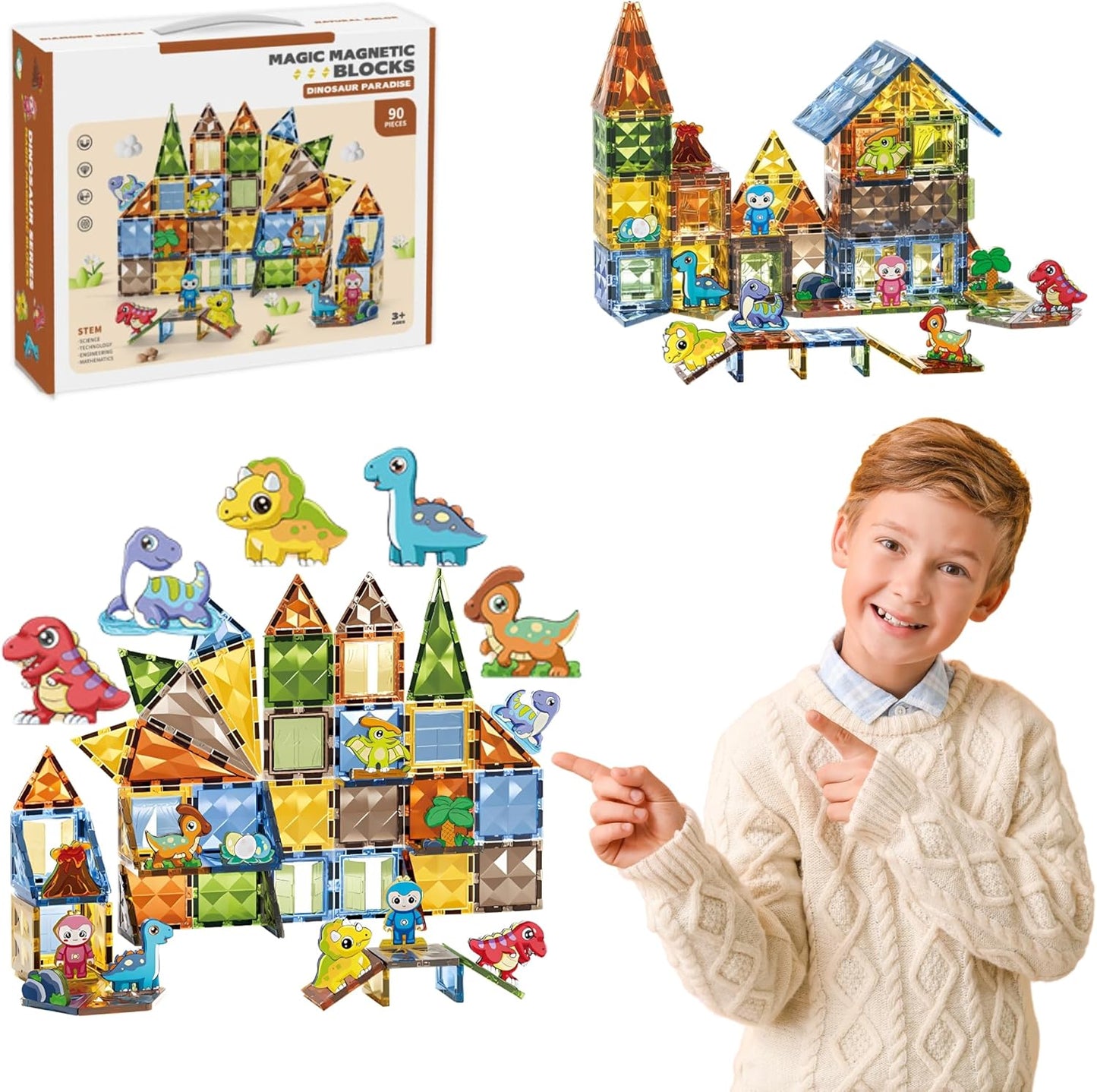 Magic Magnetic Blocks Dinosaur Paradise 90 Pieces