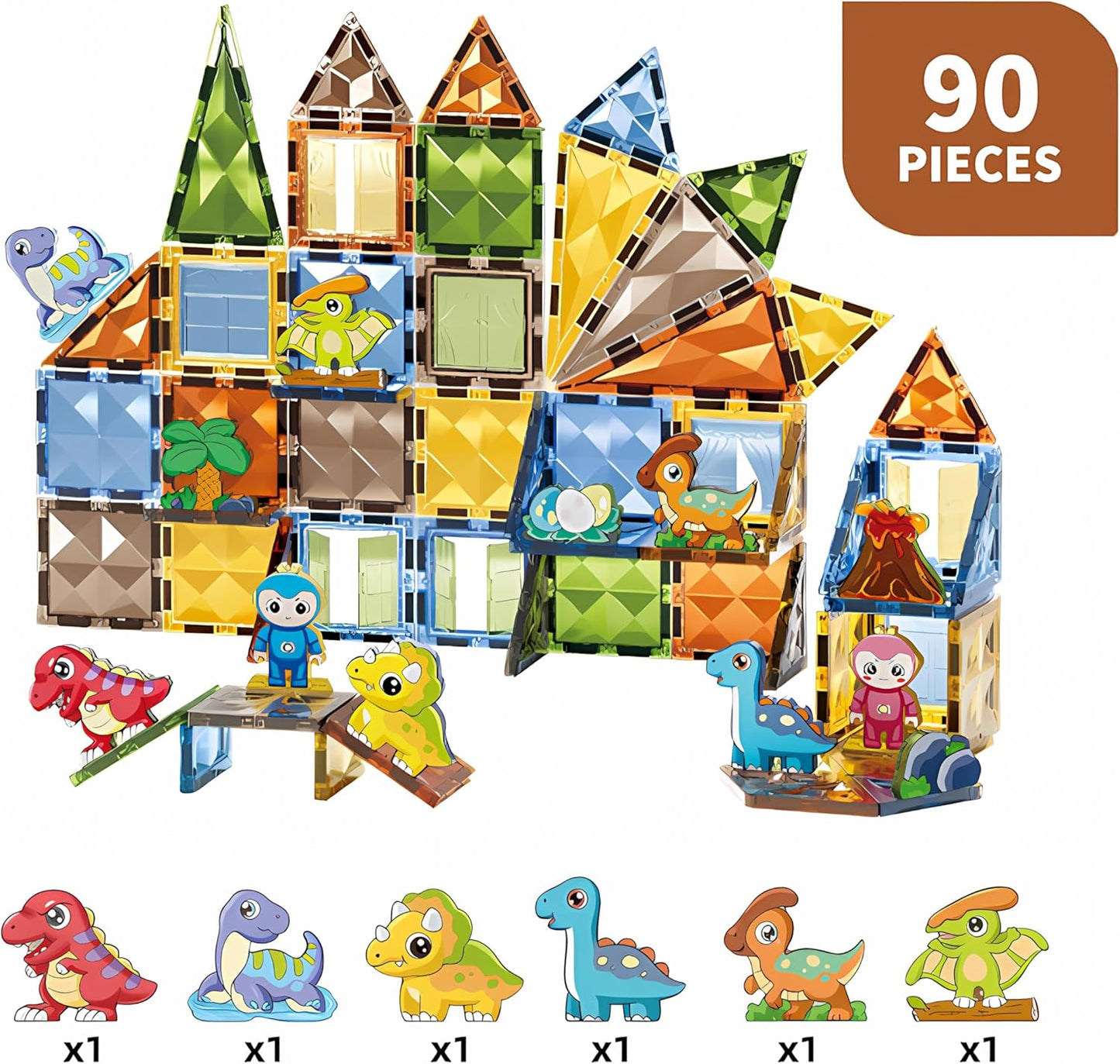 Magic Magnetic Blocks Dinosaur Paradise 90 Pieces
