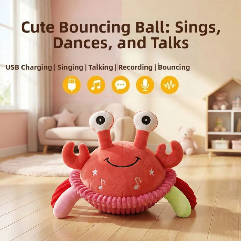 Bouncing Interactive Musical Plush Crab with Voice Function - 6M+