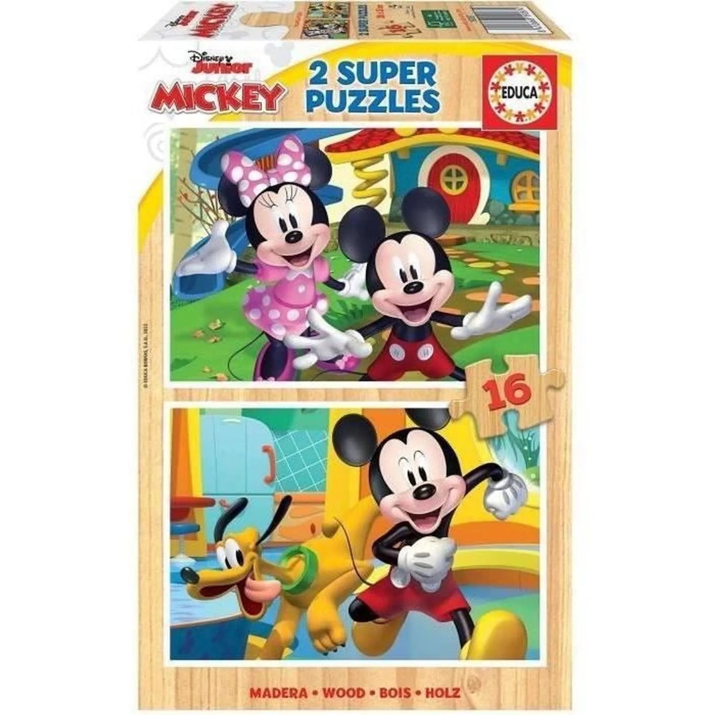 EDUCA Mickey Wooden Puzzle 2×16 - 3Y+