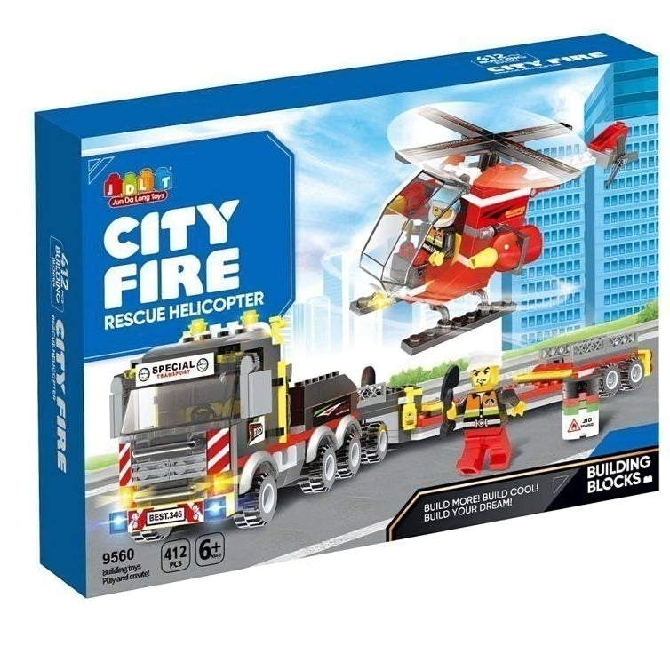City Fire Rescue Helicopter Building Blocks Lego Set 412 pcs