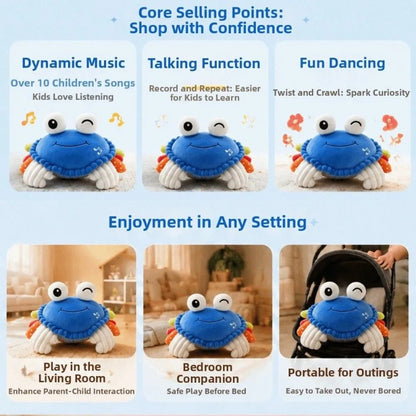 Bouncing Interactive Musical Plush Crab with Voice Function - 6M+