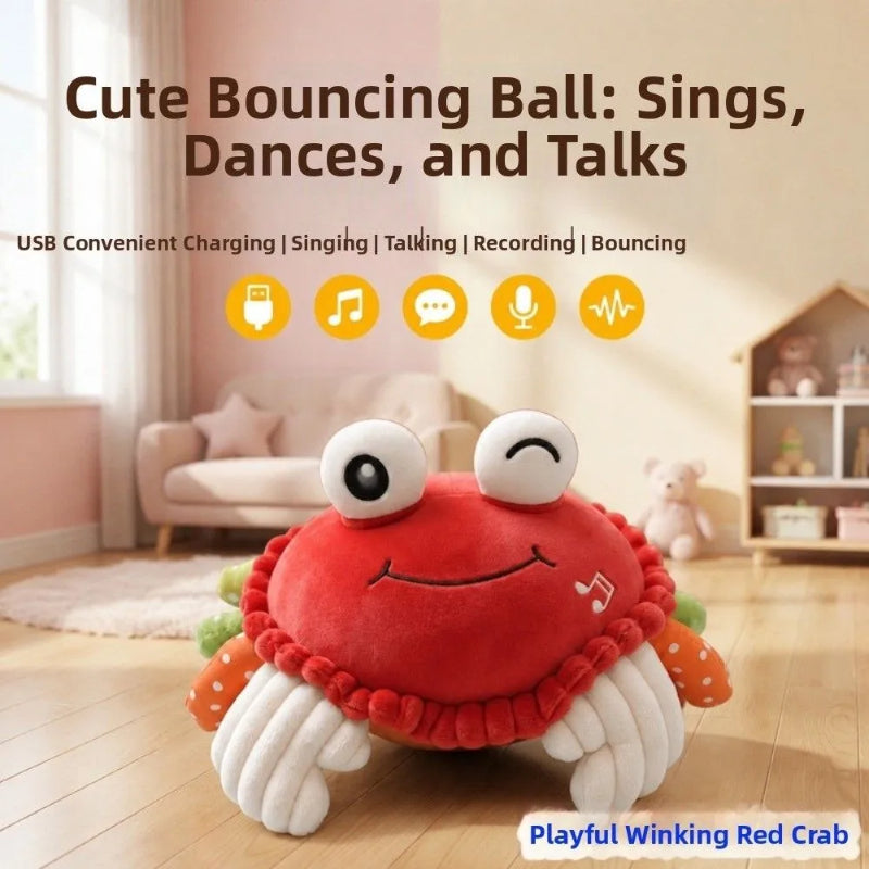 Bouncing Interactive Musical Plush Crab with Voice Function - 6M+