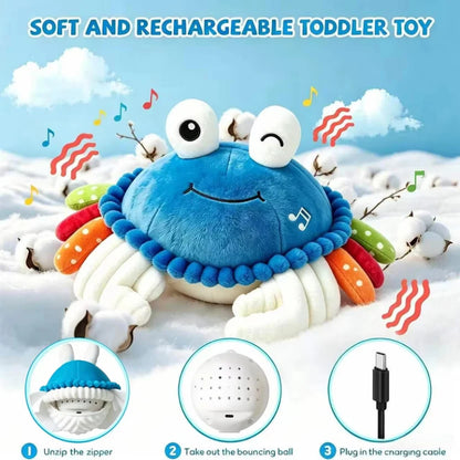 Bouncing Interactive Musical Plush Crab with Voice Function - 6M+