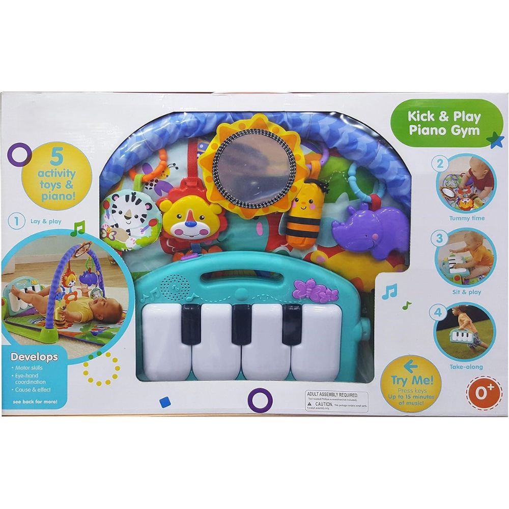 Kick and Play Activity Gym Play Mat for Baby with Piano - Lay and Play Sit Activity Toy