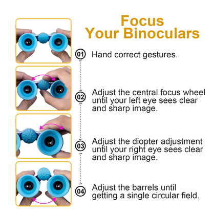 Kids Foldable Binoculars 8x Magnification - 3-12Y