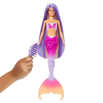 Barbie Mermaid Doll, Malibu with Pink Hair, Styling Accessories, Pet Dolphin and Water-Activated Color Change Feature Multicolor - 3Y+