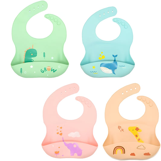 BPA Free Silicone Baby Bib with Catch Pocket - 6-24M