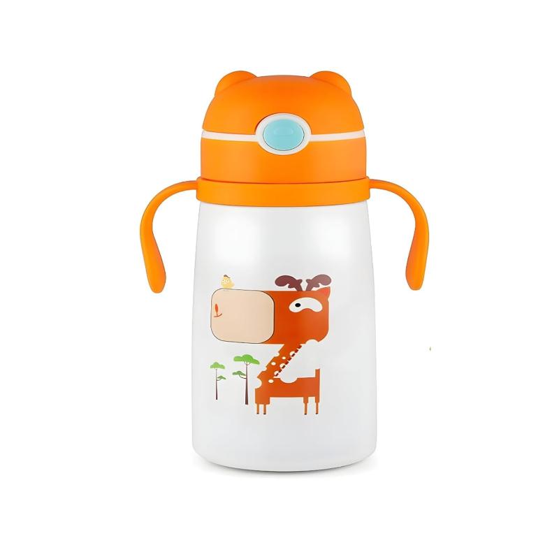 Kids Insulated BPA-free Stainless Steel Water Bottle with Straw & Handle – 450ml
