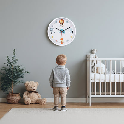 Kids Room Wall Clock Animal Theme - Playful Room Decor (25cm diameter)