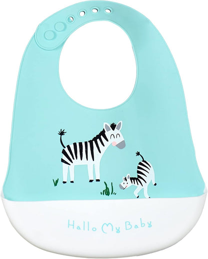 BPA Free Silicone Baby Bib with Catch Pocket - 6-36M