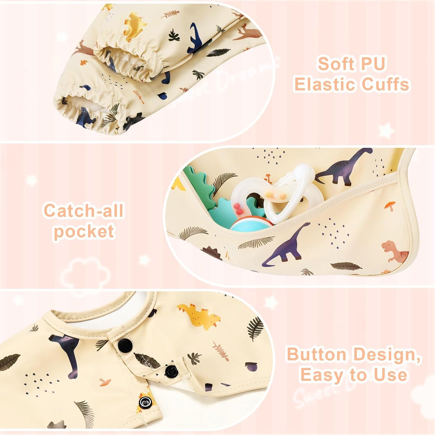 Long Sleeves Waterproof Baby Bibs (6-24M)