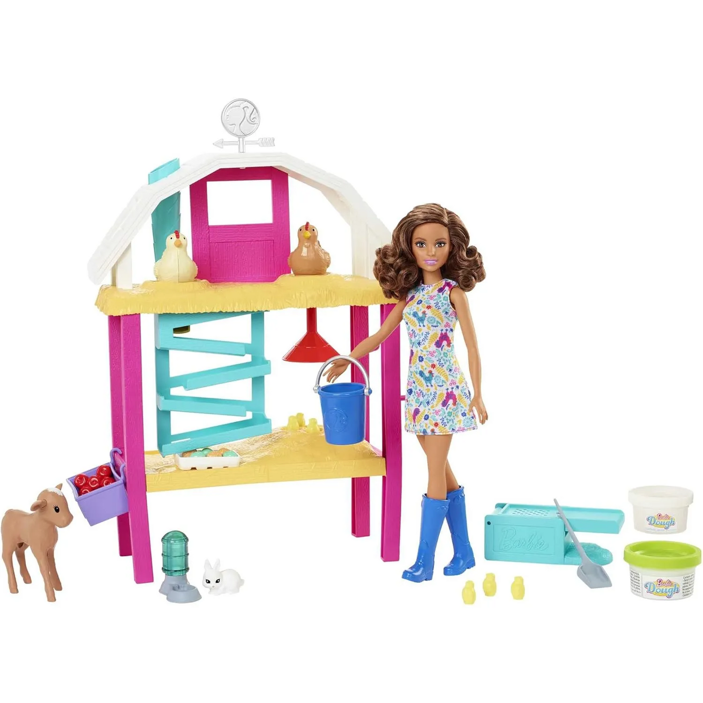 Barbie Doll and Playset with Coop, Animals, Dough, Molds and More, Hatch and Gather Egg Farm - 3Y+
