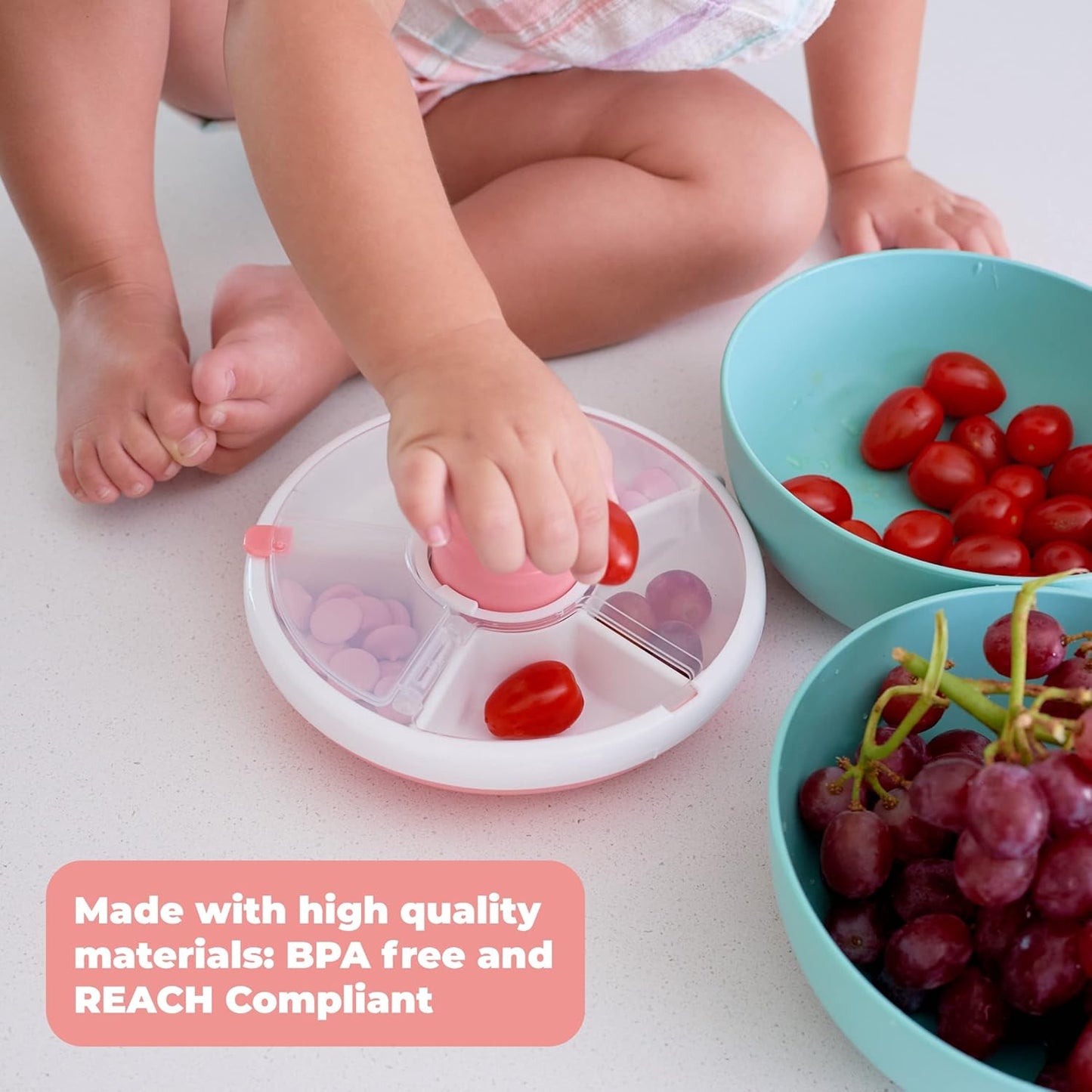Kids Snack Spinner Box with Hand Strap - BPA Free | Dishwasher Safe | No Spill, Leakproof