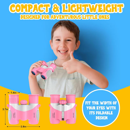 Kids Foldable Binoculars 8x Magnification - 3-12Y