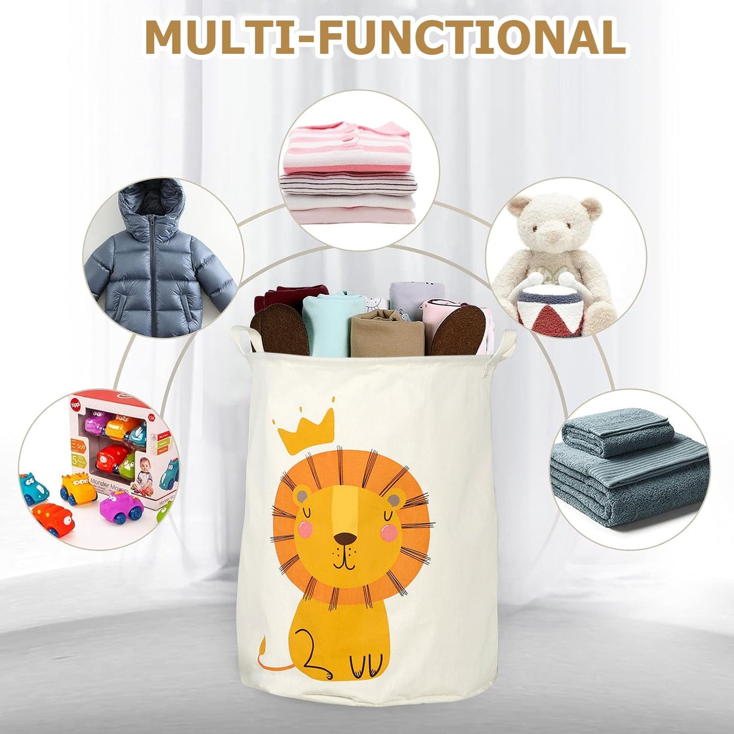 Foldable Toy Storage Basket & Laundry Hamper (H 50 cm x D 40 cm)