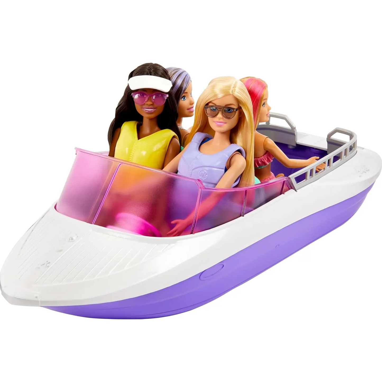 Barbie Mermaid Power Dolls & Toy Boat Playset, "Malibu" & "Brooklyn" in Floating Boat with See-Through Bottom & Accessories - 3Y+