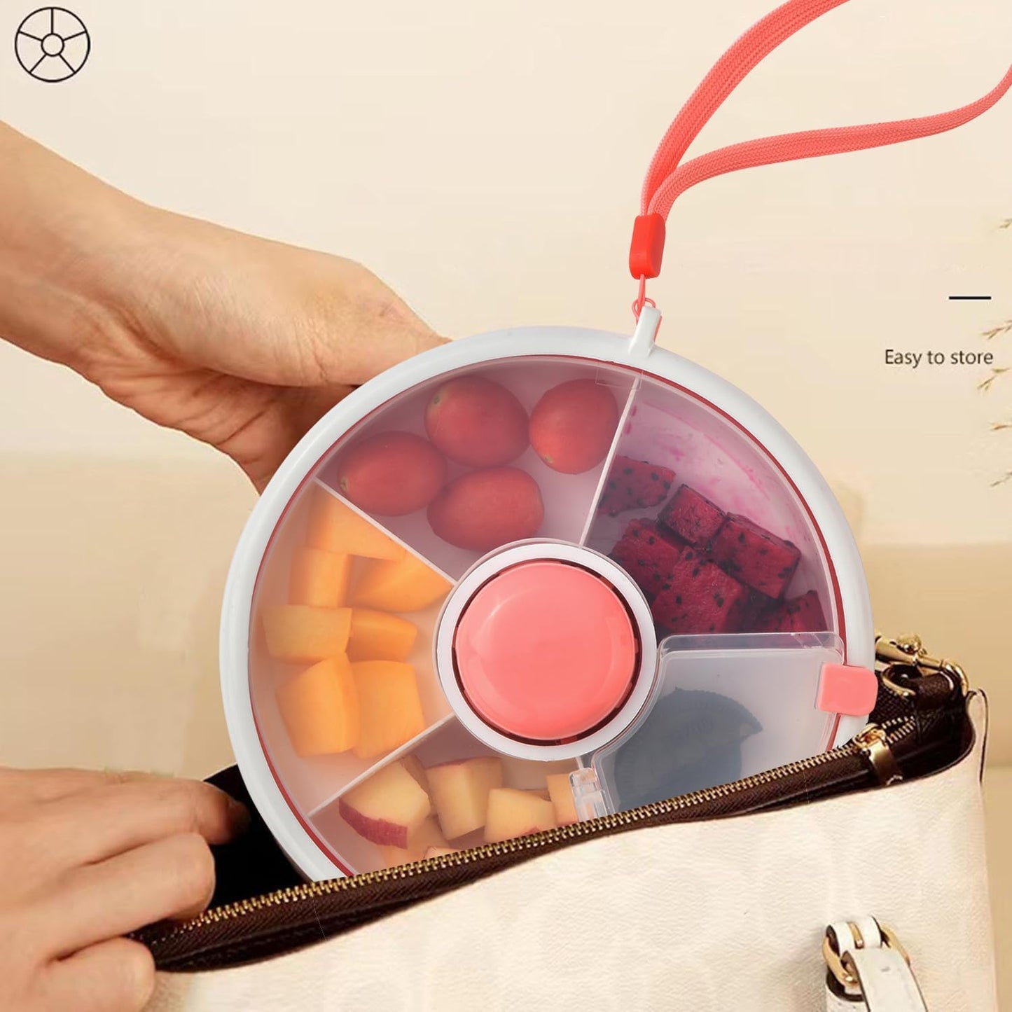 Kids Snack Spinner Box with Hand Strap - BPA Free | Dishwasher Safe | No Spill, Leakproof
