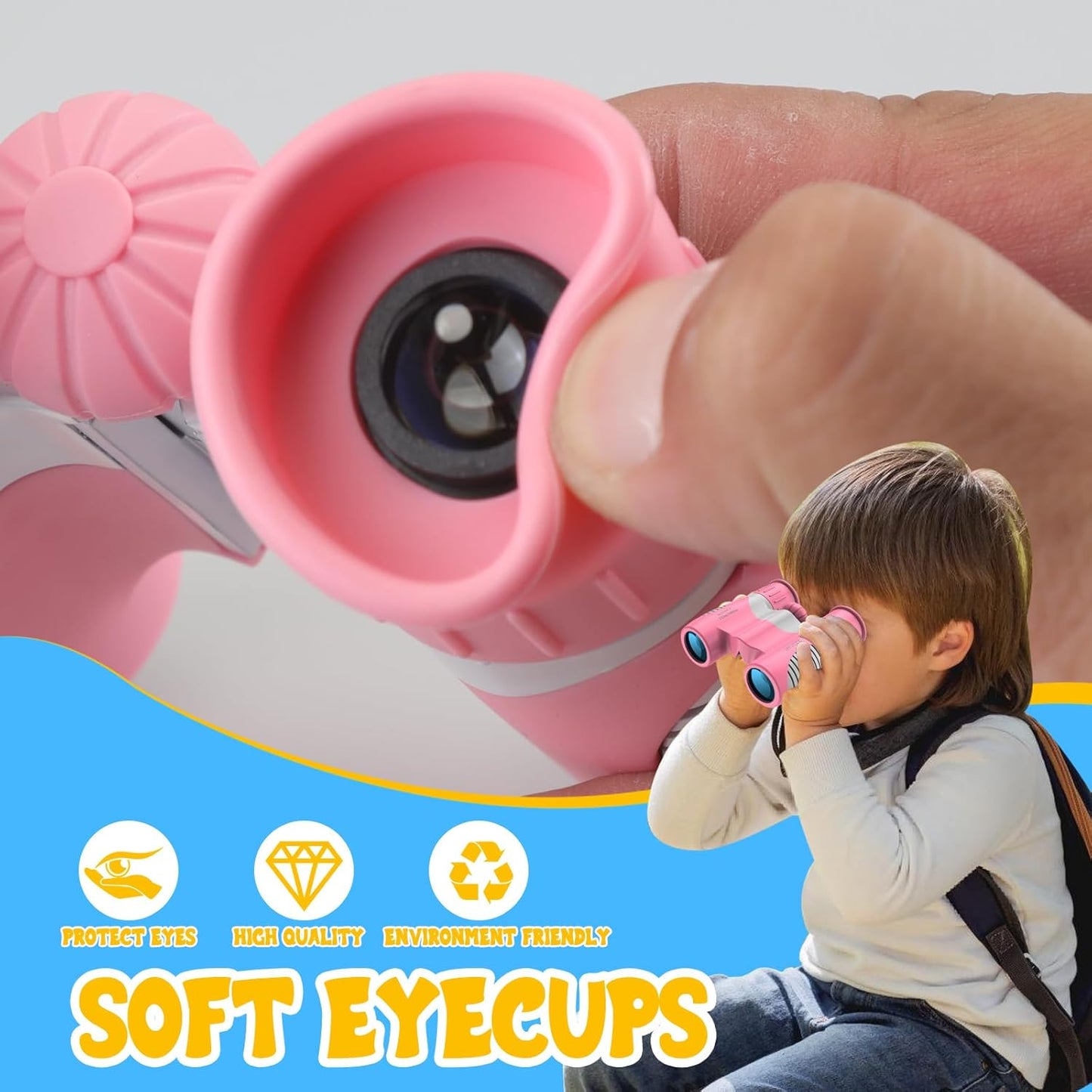 Kids Foldable Binoculars 8x Magnification - 3-12Y