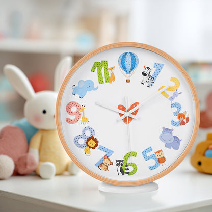 Kids Room Wall Clock Animal Theme - Playful Room Decor (25cm diameter)