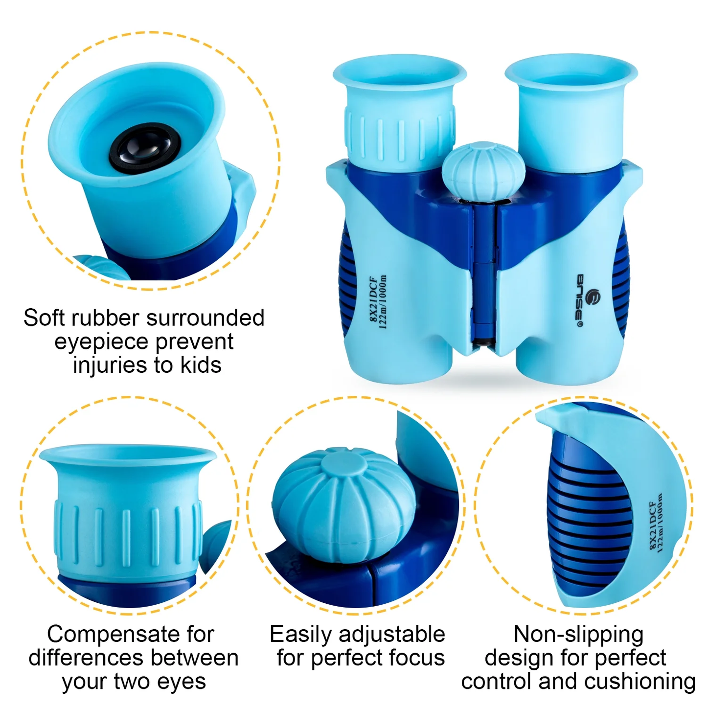 Kids Foldable Binoculars 8x Magnification - 3-12Y