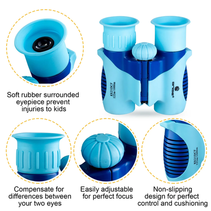 Kids Foldable Binoculars 8x Magnification - 3-12Y