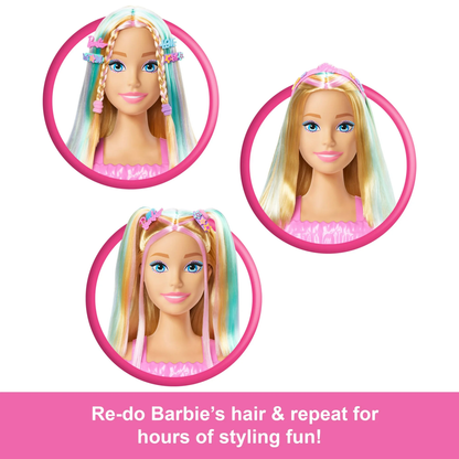 Barbie Color Reveal - Blonde Hair Styling Head, Pastel Highlights - Over 20 Hair Accessories - 3Y+