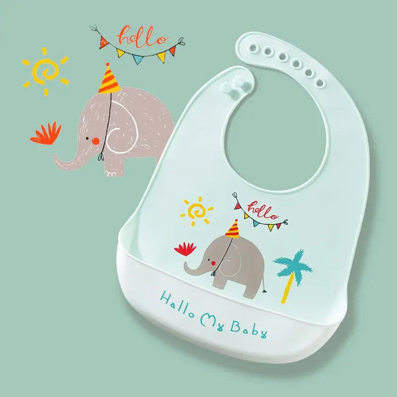 BPA Free Silicone Baby Bib with Catch Pocket - 6-36M