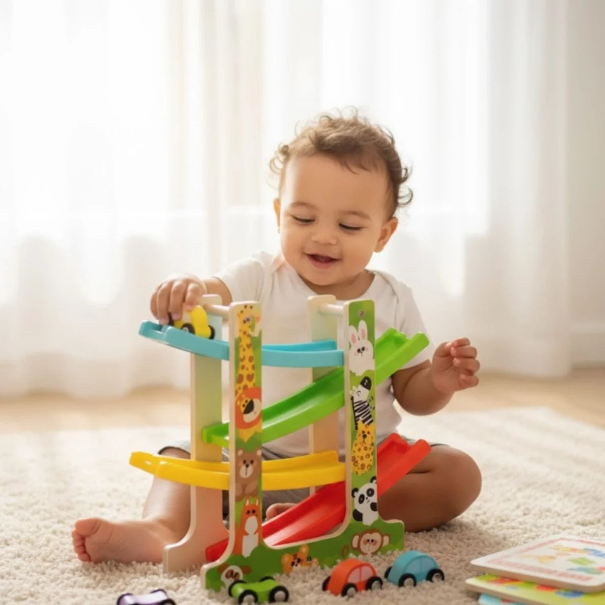 Wooden Montessori Track Car Glide - 3Y+