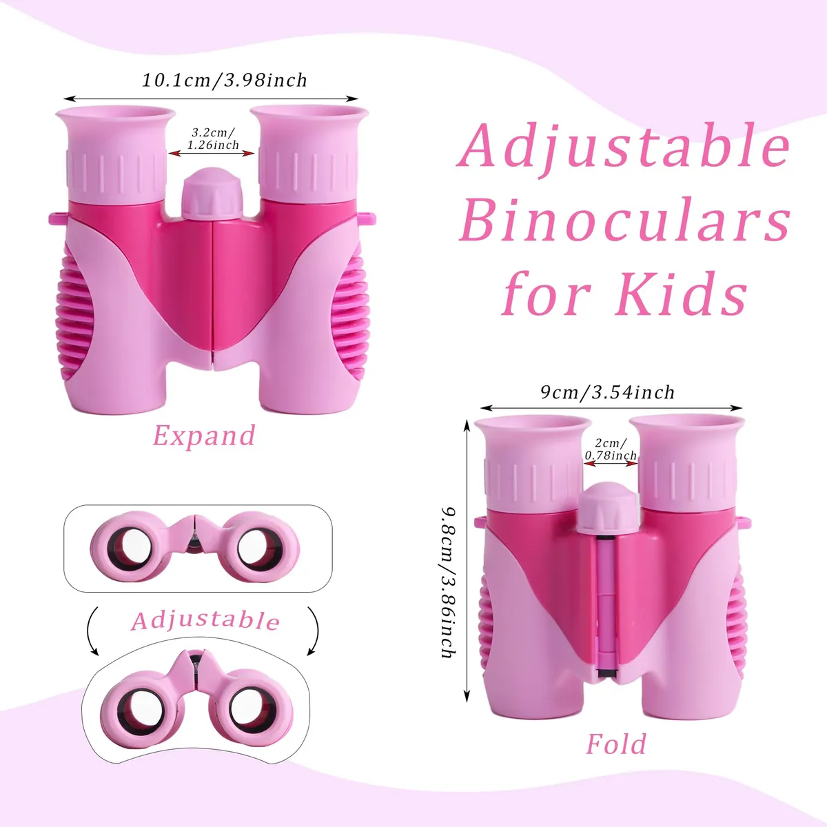 Kids Foldable Binoculars 8x Magnification - 3-12Y