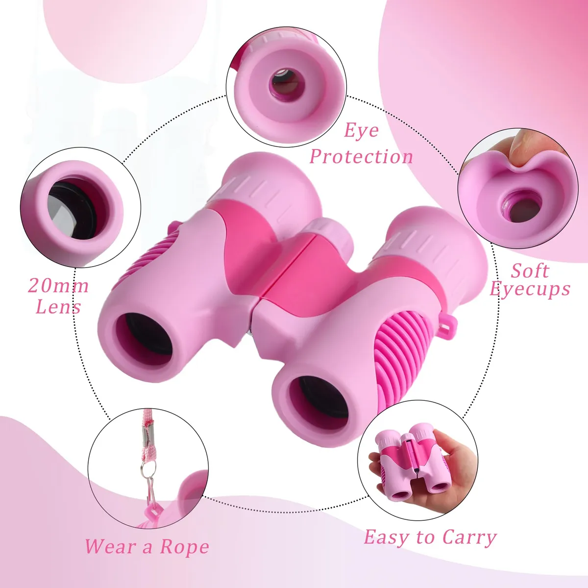 Kids Foldable Binoculars 8x Magnification - 3-12Y