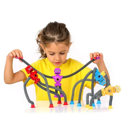 FlexiBots Stretchy Suction-Cup Robot Toy - Pack of 4