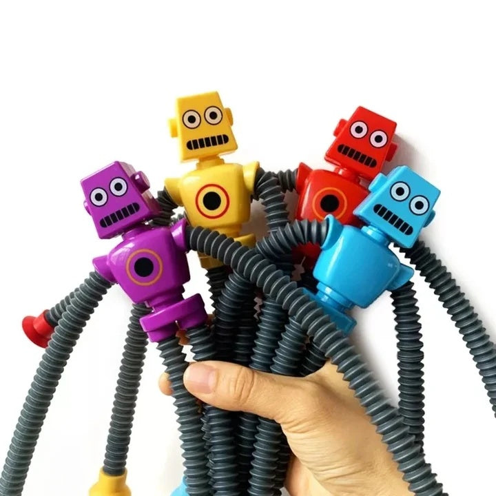 FlexiBots Stretchy Suction-Cup Robot Toy - Pack of 4