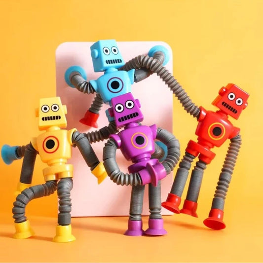 FlexiBots Stretchy Suction-Cup Robot Toy - Pack of 4