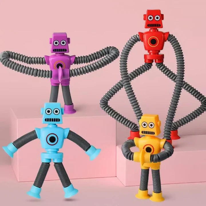 FlexiBots Stretchy Suction-Cup Robot Toy - Pack of 4