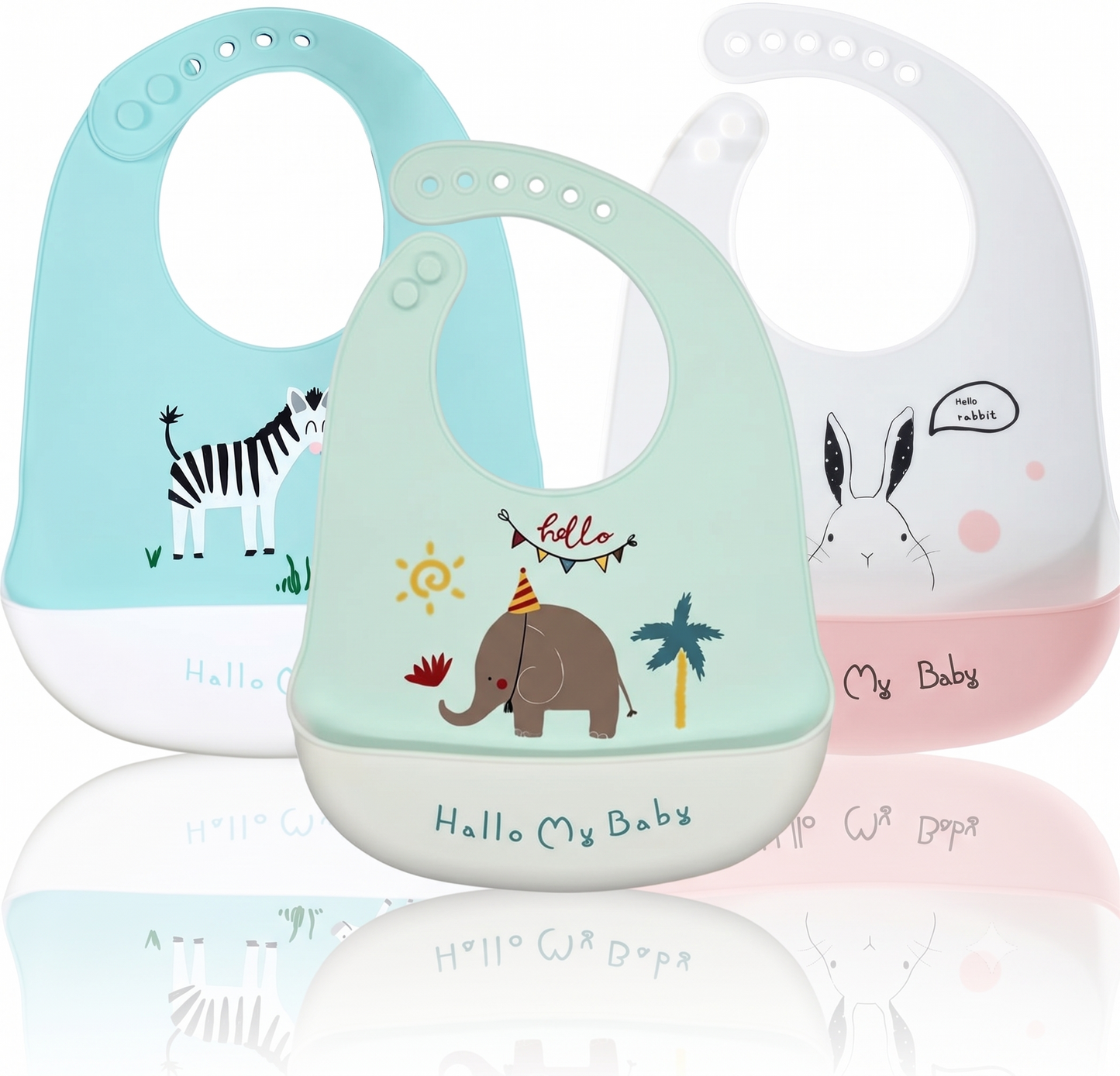 BPA Free Silicone Baby Bib with Catch Pocket - 6-36M