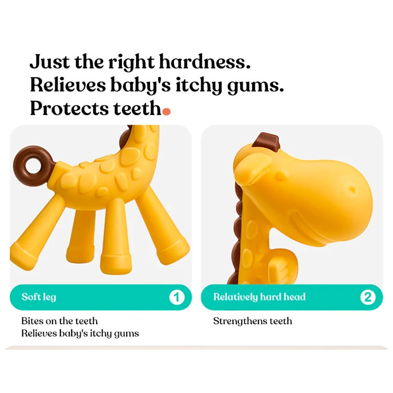 Giraffe Soothing Teether for Babies - BPA-Free Silicon - With protective case