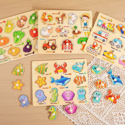 Wooden Montessori Puzzle Educational Pairing Board - 1Y+