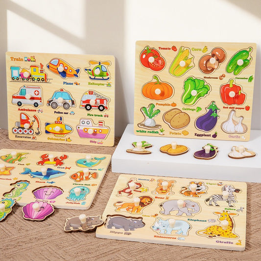Wooden Montessori Puzzle Educational Pairing Board - 1Y+