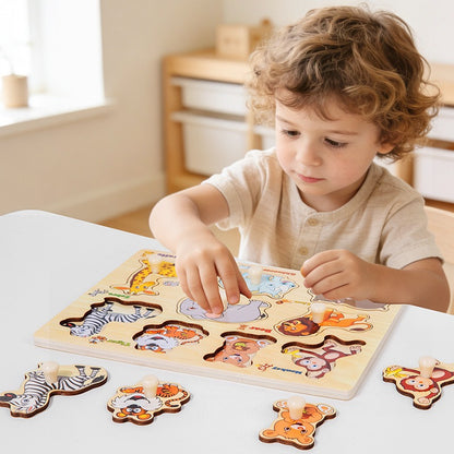 Wooden Montessori Puzzle Educational Pairing Board - 1Y+