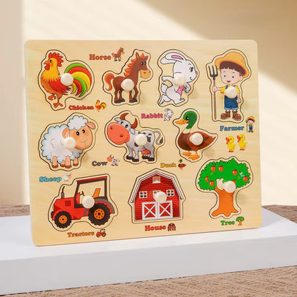 Wooden Montessori Puzzle Educational Pairing Board - 1Y+