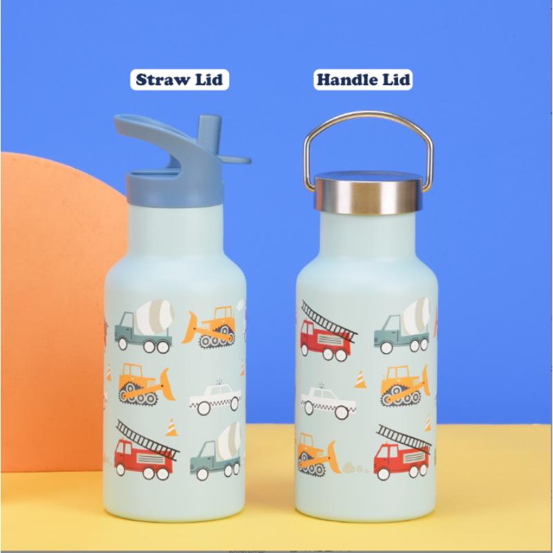 Kids Stainless Steel BPA-free Water Bottle with Lid and Straw - 350 ML