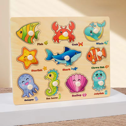 Wooden Montessori Puzzle Educational Pairing Board - 1Y+