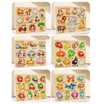 Wooden Montessori Puzzle Educational Pairing Board - 1Y+