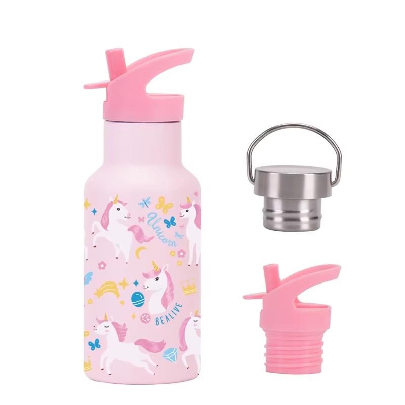 Kids Stainless Steel BPA-free Water Bottle with Lid and Straw - 350 ML