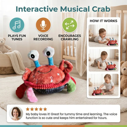Bouncing Interactive Musical Plush Crab with Voice Function - 6M+